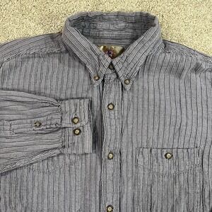 VTG Territory Ahead Textured Stripe Shirt XL Cotton Button Down Rugged Casual‎